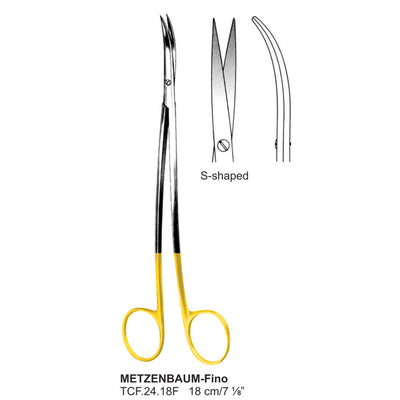 TC-Metzenbaum-Fino Dissecting Scissors, S-Shaped, Sharp-Sharp, 18cm  (TCF-24-18F)