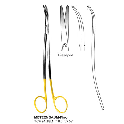 TC-Metzenbaum-Fino Dissecting Scissors, S-Shaped, Blunt-Blunt, 18cm  (TCF-24-18M)