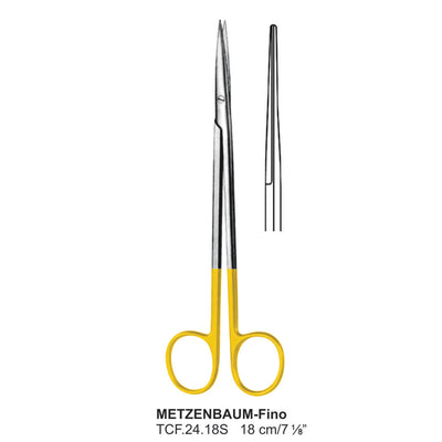 TC-Metzenbaum-Fino Delicate Dissecting Scissors, Straight, Sharp-Sharp, 18cm  (TCF-24-18S)