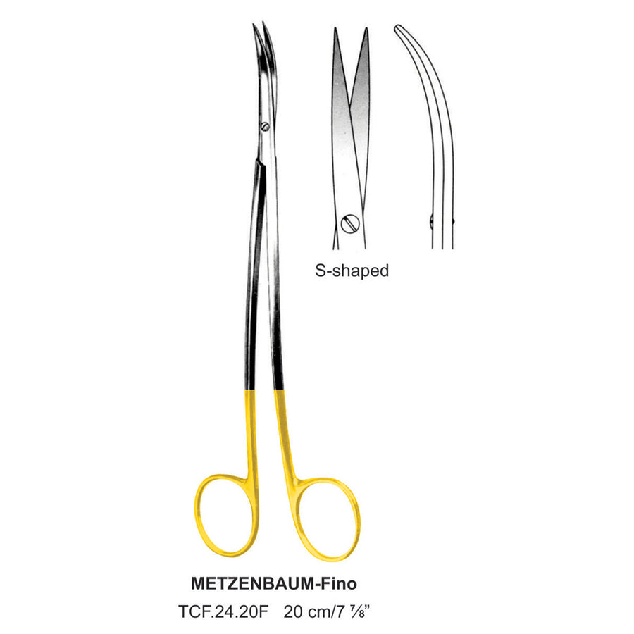 TC-Metzenbaum-Fino Dissecting Scissors, S-Shaped, Sharp-Sharp, 20cm  (Tcf.24.20F) by Dr. Frigz