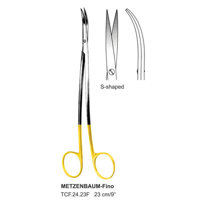 TC-Metzenbaum-Fino Dissecting Scissors, S-Shaped, Sharp-Sharp, 23cm  (TCF-24-23F)