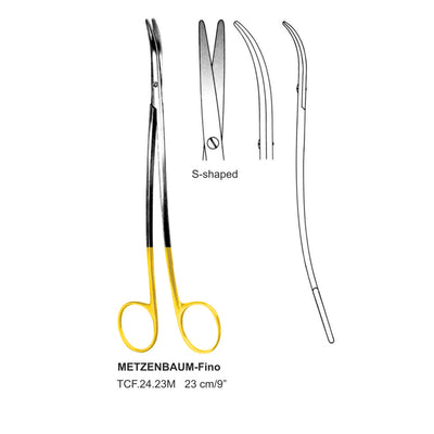 TC-Metzenbaum-Fino Dissecting Scissors, S-Shaped, Blunt-Blunt, 23cm  (TCF-24-23M)