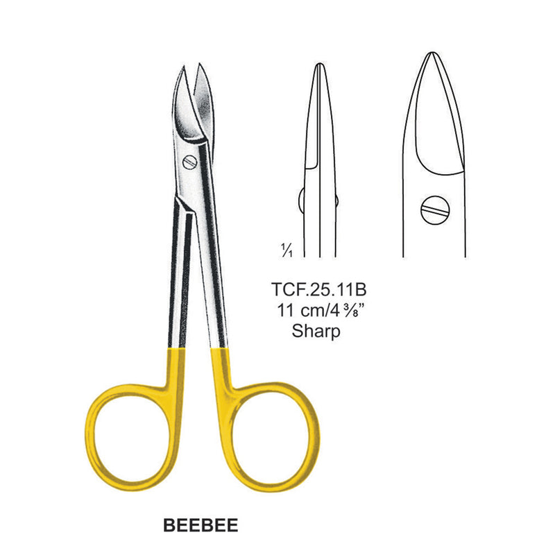 TC-Beebee Scissors, Sharp, Straight, 11cm  (Tcf.25.11B) by Dr. Frigz