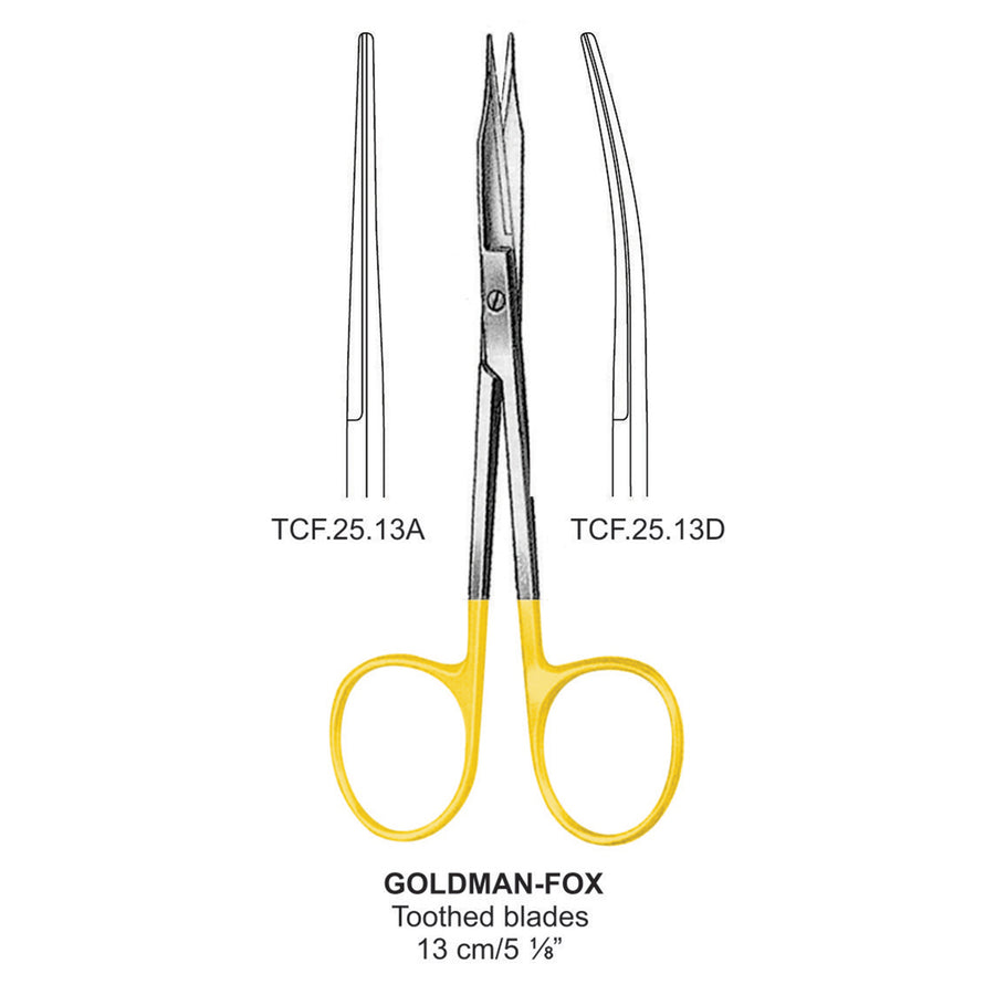 TC-Goldman-Fox Scissors, Toothed Blades, Curved, 13cm (Tcf.25.13D) by Dr. Frigz