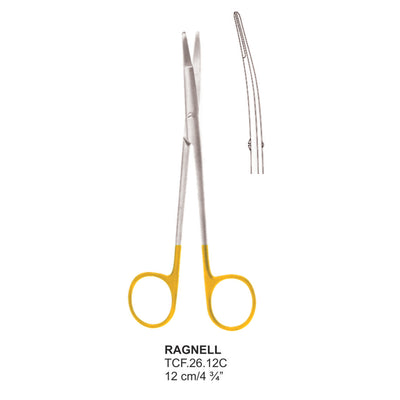 TC-Ragnell Dissecting Scissors, Curved, 12cm (TCF-26-12C)