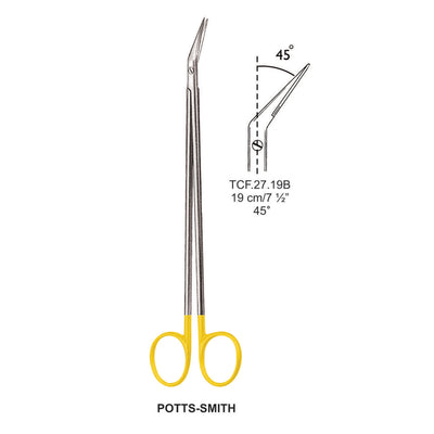 Tc-Potts-Smith Vascular Scissors, Angled 45 Degree, 19cm (TCF-27-19B)