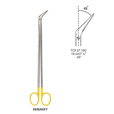 Tc-Debakey Vascular Scissors, Angled 45 Degree, 19cm (TCF-27-19C)