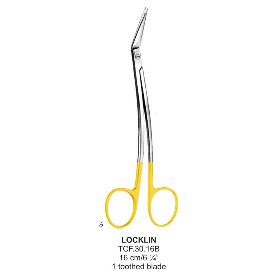 TC-Locklin Operating Scissors, One Toothed Blade, Angled, 16cm (Tcf.30.16B) by Dr. Frigz