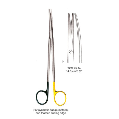 TC-Ligature Supercut Scissors, One Toothed Cutting Edge, Curved, 14.5cm  (Tcs.25.14) by Dr. Frigz