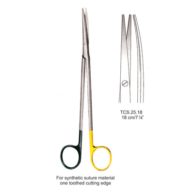 TC-Ligature Supercut Scissors, One Toothed Cutting Edge, Curved, 18cm  (Tcs.25.18) by Dr. Frigz