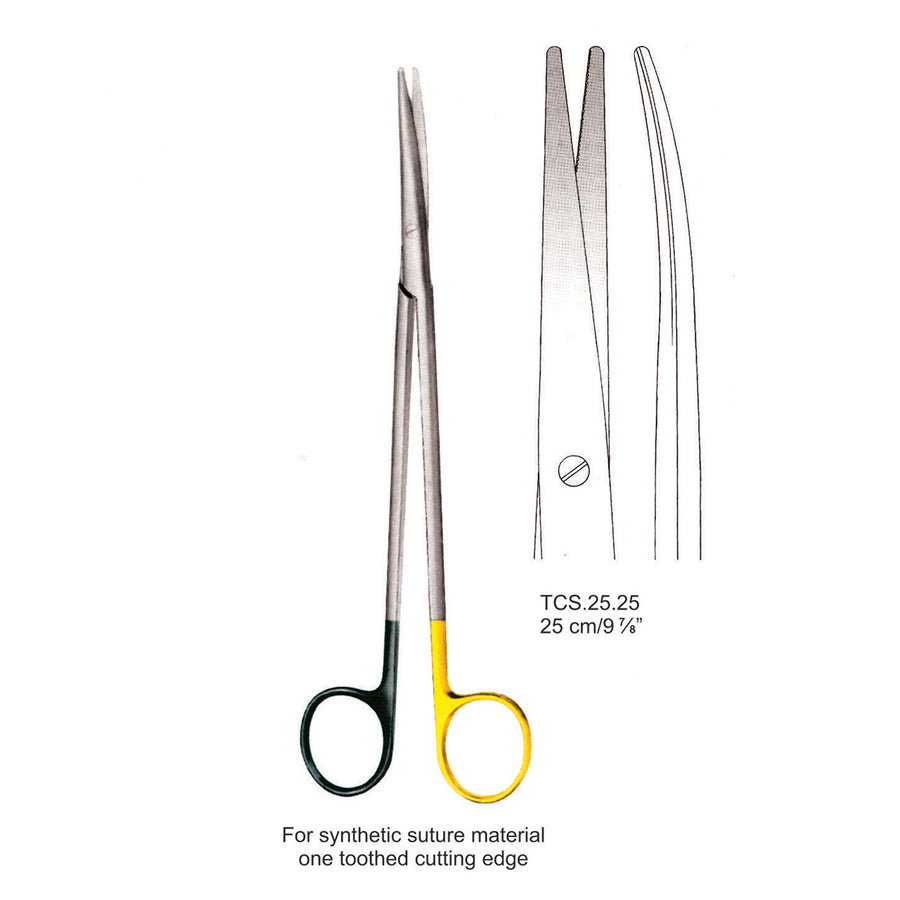 TC-Ligature Supercut Scissors, One Toothed Cutting Edge, Curved, 25cm  (Tcs.25.25) by Dr. Frigz