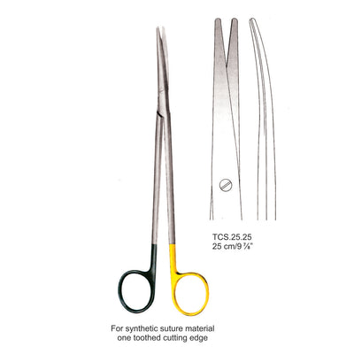 TC-Ligature Supercut Scissors, One Toothed Cutting Edge, Curved, 25cm  (Tcs.25.25) by Dr. Frigz