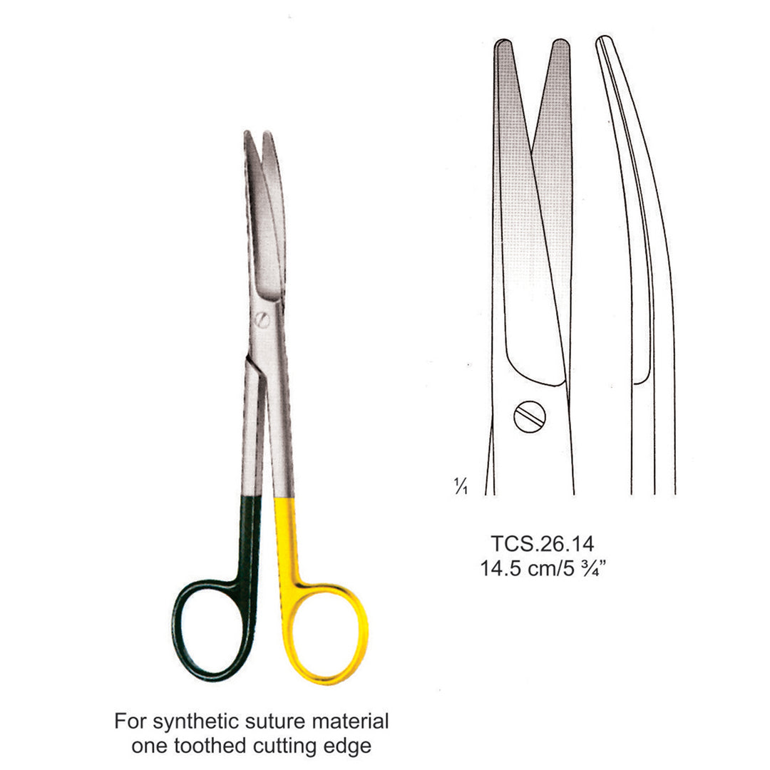 TC-Ligature Supercut Scissors, One Toothed Cutting Edge, Curved, 14.5cm  (Tcs.26.14) by Dr. Frigz