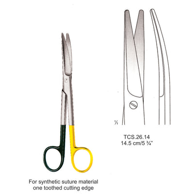 TC-Ligature Supercut Scissors, One Toothed Cutting Edge, Curved, 14.5cm  (Tcs.26.14) by Dr. Frigz