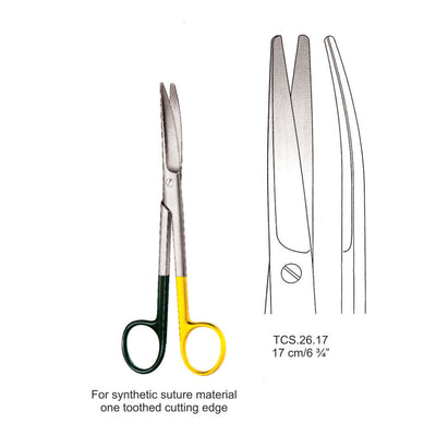 TC-Ligature Supercut Scissors, One Toothed Cutting Edge, Curved, 17cm  (Tcs.26.17) by Dr. Frigz