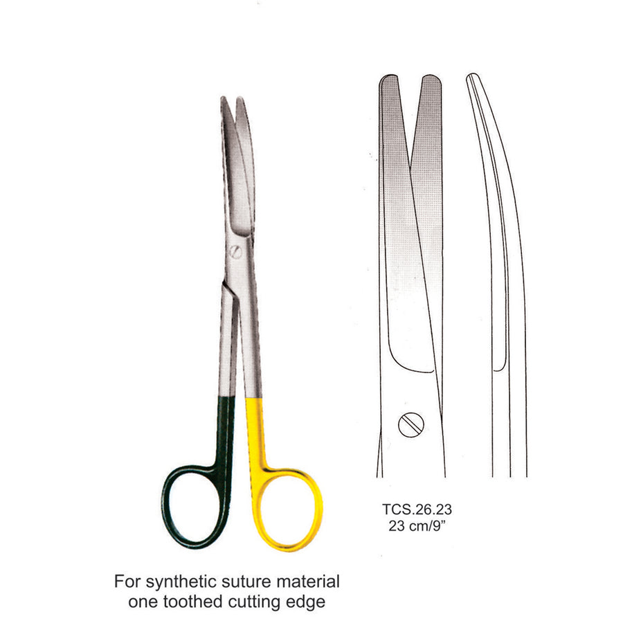 TC-Ligature Supercut Scissors, One Toothed Cutting Edge, Curved, 23cm  (Tcs.26.23) by Dr. Frigz
