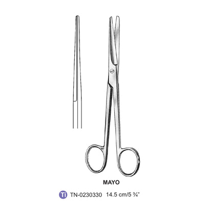 Titanium-Mayo Operating Scissor, Straight, Blunt-Blunt, 14.5cm (TN-0230330)