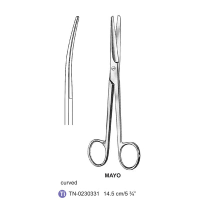 Titanium-Mayo Operating Scissor, Curved, Blunt-Blunt, 14.5cm (TN-0230331)