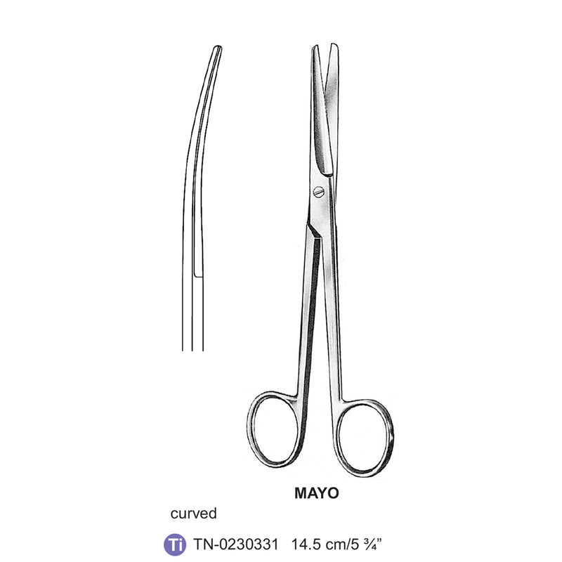 Titanium-Mayo Operating Scissor, Curved, Blunt-Blunt, 14.5cm  (Tn-0230331) by Dr. Frigz