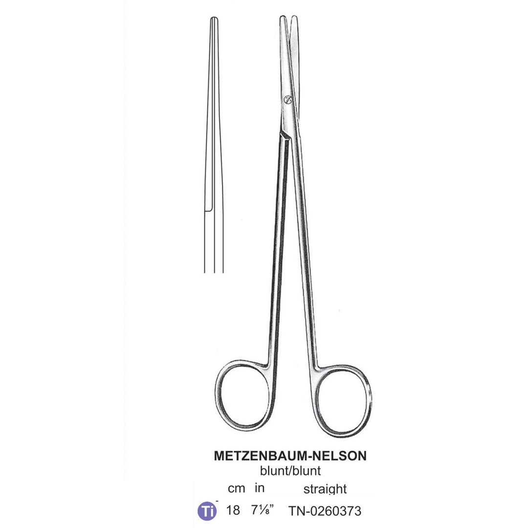 Titanium Metzenbaum-Nelson Dissecting Scissor, Straight, Blunt-Blunt, 18cm  (Tn-0260373) by Dr. Frigz