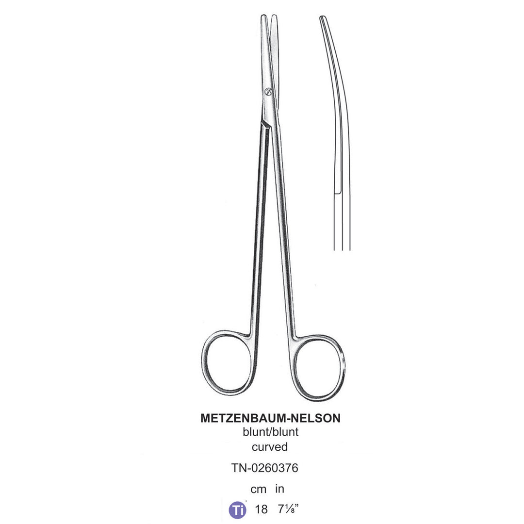 Titanium Metzenbaum-Nelson Dissecting Scissor, Curved, Blunt-Blunt, 18cm  (Tn-0260376) by Dr. Frigz