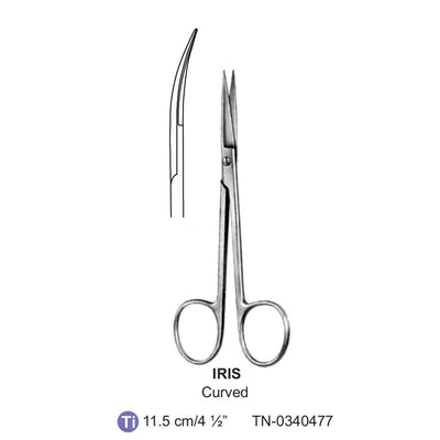 Titanium Iris Fine Operating Scissors, Curved, 11.5cm (TN-0340477)