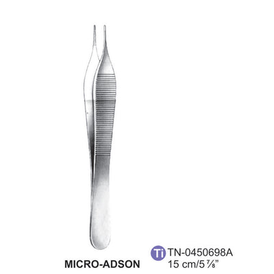 Titanium Micro-Adson Dressing Forceps, Straight, Serrated, 15cm (TN-0450698A)
