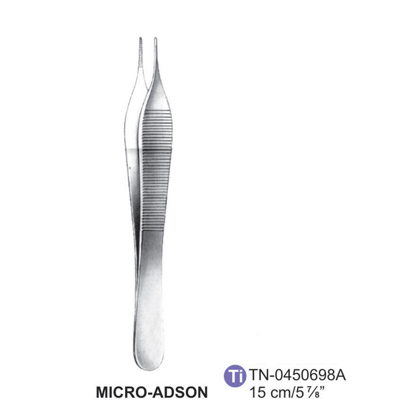 Titanium Micro-Adson Dressing Forceps, Straight, Serrated, 15cm (Tn-0450698A) by Dr. Frigz