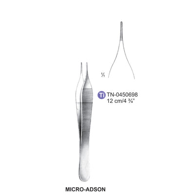 Titanium Micro-Adson Dressing Forceps, Straight, Serrated, 12cm (Tn-0450698) by Dr. Frigz