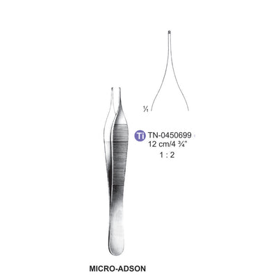 Titanium Micro-Adson Tissue Forceps, Straight, 1:2 Teeth, 12cm (TN-0450699)