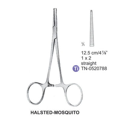 Titanium-Halsted-Mosquito Artery Forceps, Straight, 1X2 Teeth, 12.5cm (TN-0520788)