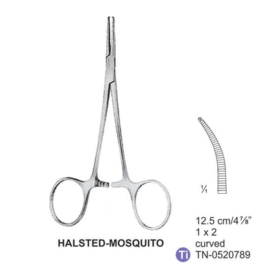 Titanium-Halsted-Mosquito Artery Forceps, Curved, 1X2 Teeth, 12.5cm (Tn-0520789) by Dr. Frigz