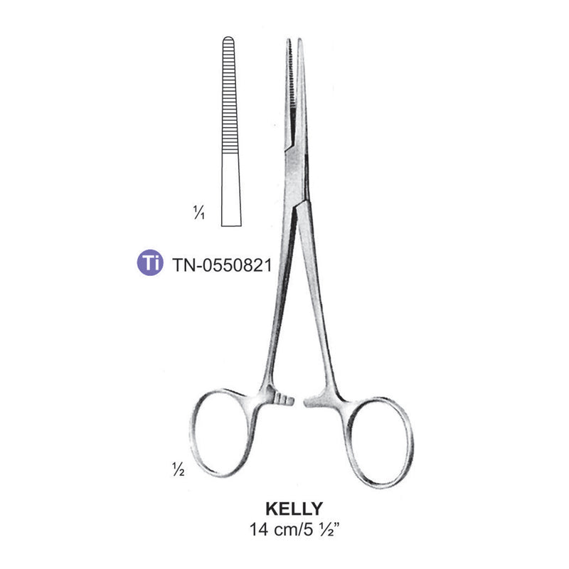 Titanium-Kelly Artery Forceps, Straight, 14cm (Tn-0550821) by Dr. Frigz