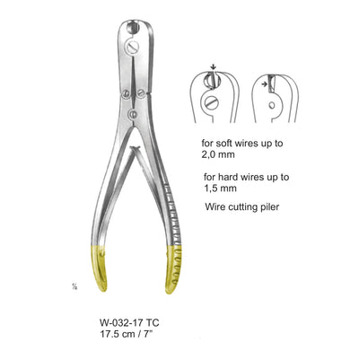 Technic Pliers Tc 17.5cm For Soft Wires Upto 2,0 mm , For Hard Wires Upto 1,5 mm (W-032-17TC)