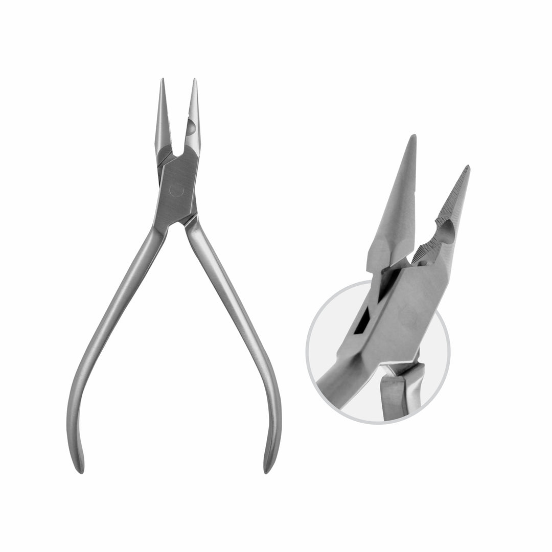 Pointed Beak Pliers Serrated Beaks With Guiding Groove. Finely Pointed, Max Wire Thickness: Dia 0.7 mm , Hard , 13 cm  (W-105-13) by Dr. Frigz